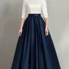 White Navy A Line Half Sleeves Ruched Mother Of the Bride Dress
