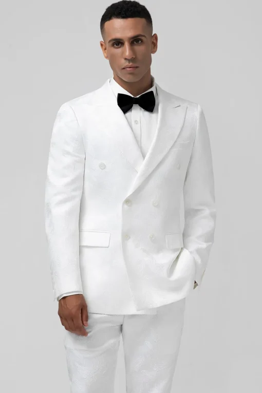 White Notch Lapel Double Breasted 2 Pieces Men's Suits