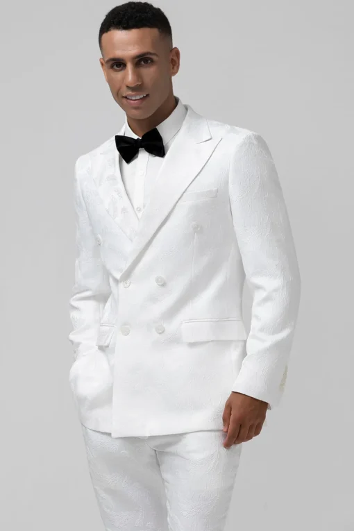 White Notch Lapel Double Breasted 2 Pieces Men's Suits
