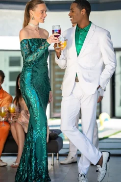 White Notched Lapel 2 Piece Men's Prom Suits
