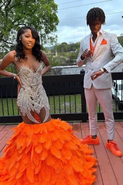 White Notched Lapel Print 2 Piece Men's Prom Suits