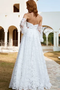 White Organza Off Shoulder Wedding Dress