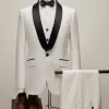 White Shawl Lapel 3 Pieces Men's Suits