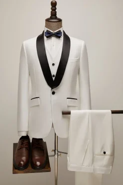 White Shawl Lapel 3 Pieces Men's Suits