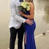 White Shawl Lapel 2 Pieces Print Men Suits For Prom