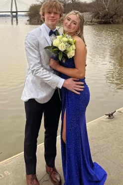 White Shawl Lapel 2 Pieces Print Men Suits For Prom