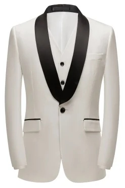 White Shawl Lapel 3 Pieces Men's Suits