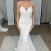 White Sweetheart Mermaid Long Lace Wedding Dress