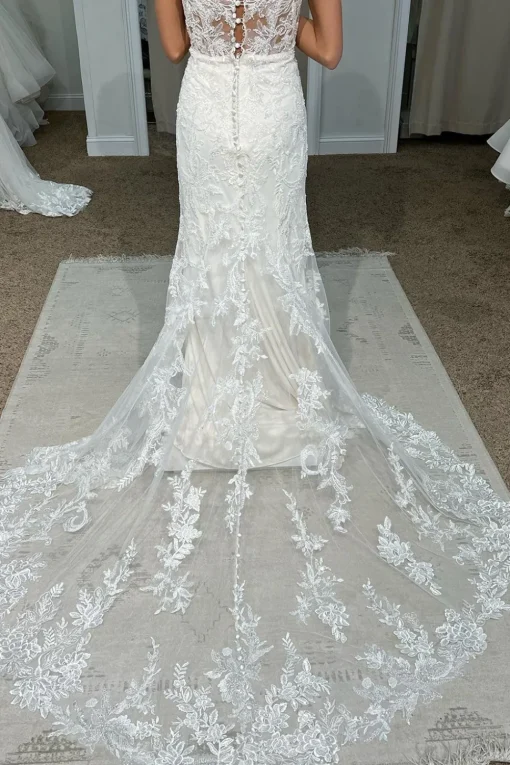 White Sweetheart Mermaid Long Lace Wedding Dress